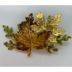 KG tri-colored leaves brooch fall autumn nature grandma core